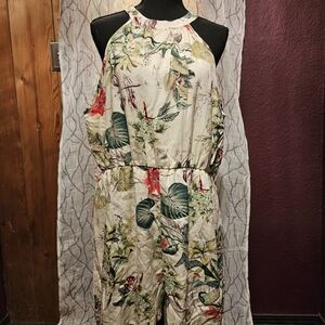 Cupshe Cream Tropical Floral Halter Jumpsuit